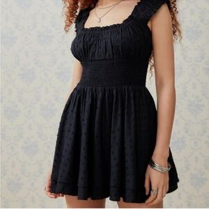 Urban Outfitters Women’s Rosie Smocked Tiered Romper Black Size Small